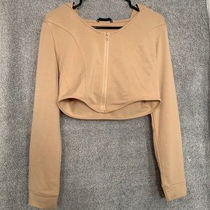 Hem zip up sweater with ruched matching pants